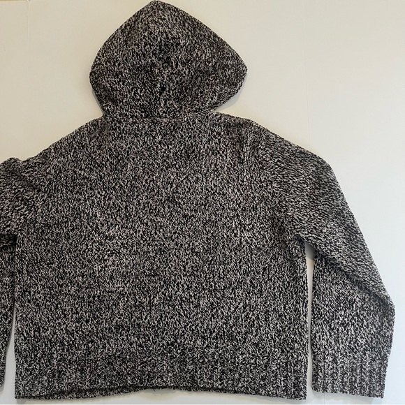 J. Jill Soft Cozy Heathered Gray / Black Fleece Full Hooded Zip Up Sweater L - Picture 9 of 10